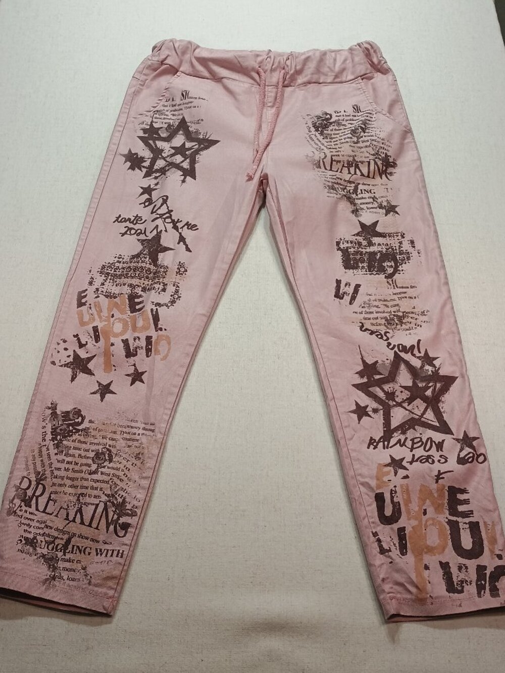 Bella Amore Size 31 Pink Graphic Y2K Streetwear Print Pants